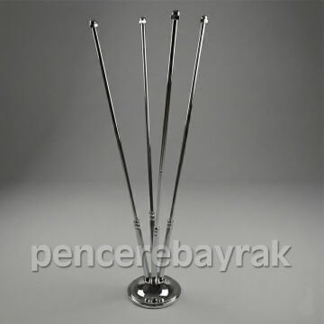 Dörtlü (4’lü) Masa Bayrak Direği – Krom Gümüş Kaplama