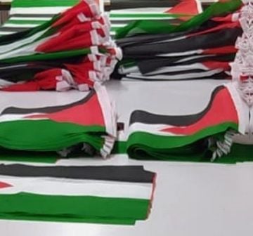 100 adet Filistin Bayrağı 50x70 m Raşel Kumaşa Baskılı Sopalı