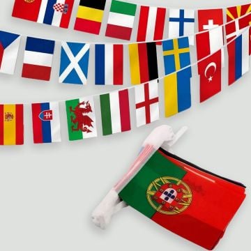 EURO 2028 (İpe Dizili Süsleme Bayrakları) 25 Metre Bayrak
