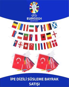 EURO 2028 (İpe Dizili Süsleme Bayrakları) 25 Metre Bayrak