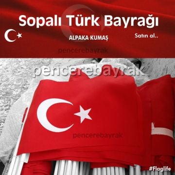 30x45 cm Alpaka Kumaş | Sopalı Türk Bayrağı ( 1000 Adet )