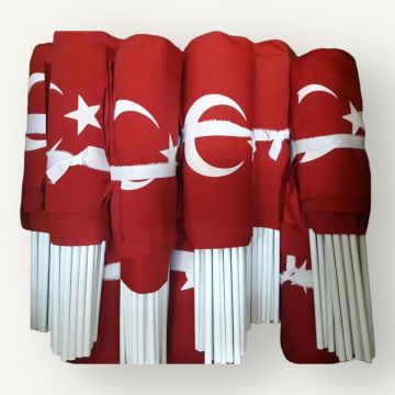 30x45 cm Alpaka Kumaş | Sopalı Türk Bayrağı ( 1000 Adet )