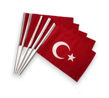 30x45 cm Alpaka Kumaş | Sopalı Türk Bayrağı ( 1000 Adet )