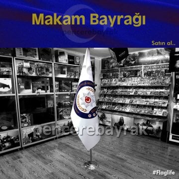 Emniyet Logolu Makam Bayrağı ve Gümüş Kaplama Direk