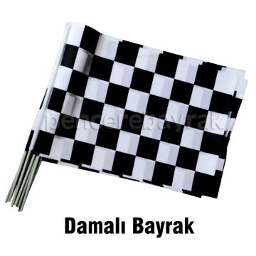 Damalı Bayrak | Plastik Sopalı  | Özel Raşel Kumaş