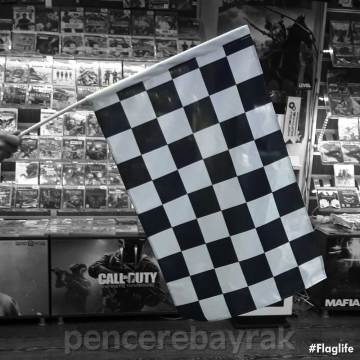 Damalı Bayrak | Plastik Sopalı  | Özel Raşel Kumaş 50x75 cm