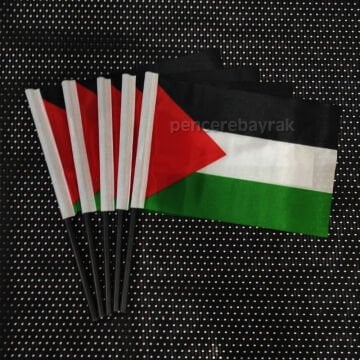100 Adet Plastik Sopalı Filistin Bayrağı - 20x30 cm