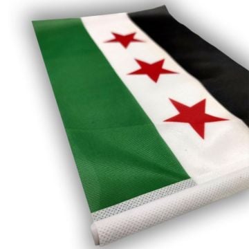 10 Adet Plastik Sopalı Özgür Suriye Bayrağı - 40x60 cm