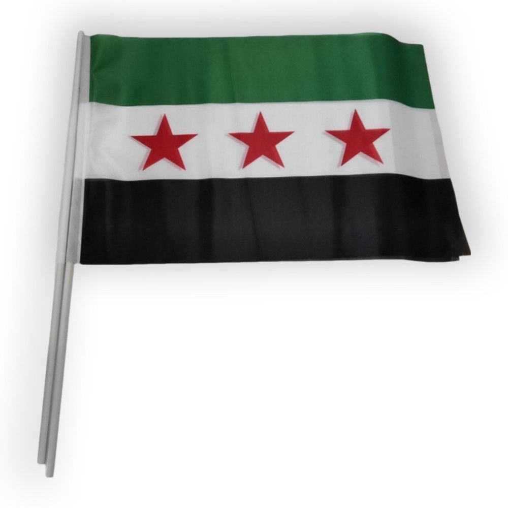 10 Adet Plastik Sopalı Özgür Suriye Bayrağı - 40x60 cm