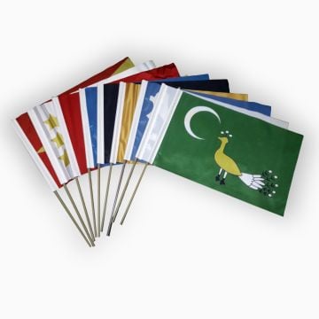 16 Büyük Türk Devleti Sopalı Bayrak Seti (30x45 cm)