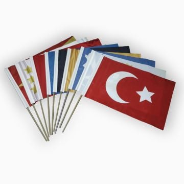 16 Büyük Türk Devleti Sopalı Bayrak Seti (30x45 cm)