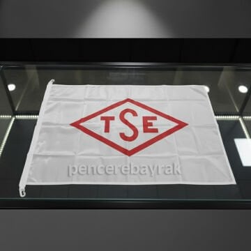 Beyaz TSE Türk Standartları Enstitüsü Gönder Bayrağı - 70x105 cm Raşel Kumaş