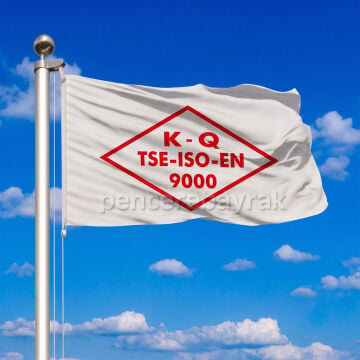 K – Q TSE-ISO-EN 9000 Kalite Yönetim Sistemi Gönder Bayrağı - Beyaz (70x105 cm)