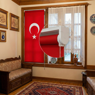 Türk Bayraklı Stor Perde – 70x150 cm | Kaliteli Özel Kumaşa Baskı