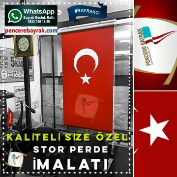 Türk Bayraklı Stor Perde – 70x150 cm | Kaliteli Özel Kumaşa Baskı