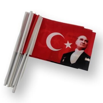 Sopalı Atatürk Bayrağı İmalatı Raşel Kumaş’a Baskı 20x30 cm