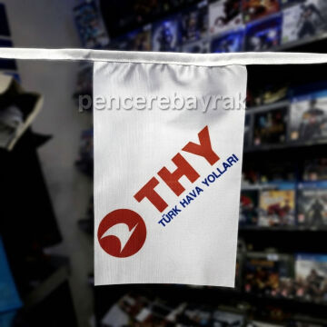 THY İpe Dizili Süsleme Bayrağı 25 Metre - Pencere Bayrak