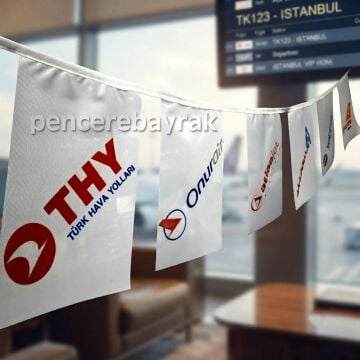 THY İpe Dizili Süsleme Bayrağı 25 Metre - Pencere Bayrak