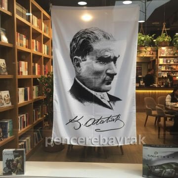Atatürk Bayrağı – Siyah Beyaz (Beyaz Zemin) | Kod 18