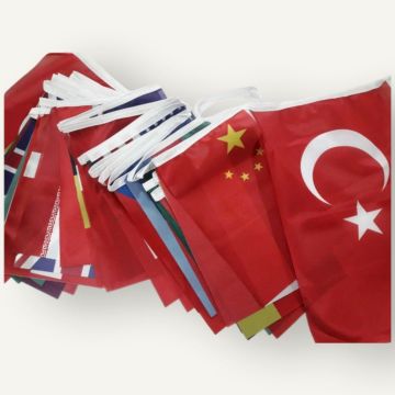 İpe Dizili Ülke Bayrakları 30X40 cm - 25 mt   | Pencere Bayrak