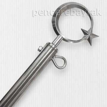 Duvar Tipi Teleskopik Bayrak Direği 150 cm Krom Kaplama