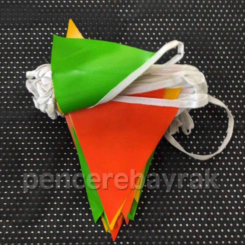 Baskısız Üçgen Bayrak – Sarı | Yeşil | Turuncu
