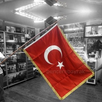 Tören Türk Bayrağı Seti | Ekonomik | Çift Kat Püsküllü Saten Kumaş