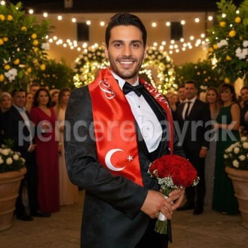 Türk Bayraklı Atkı | Ay Yıldızlı Özel Tasarım Saten Atkı